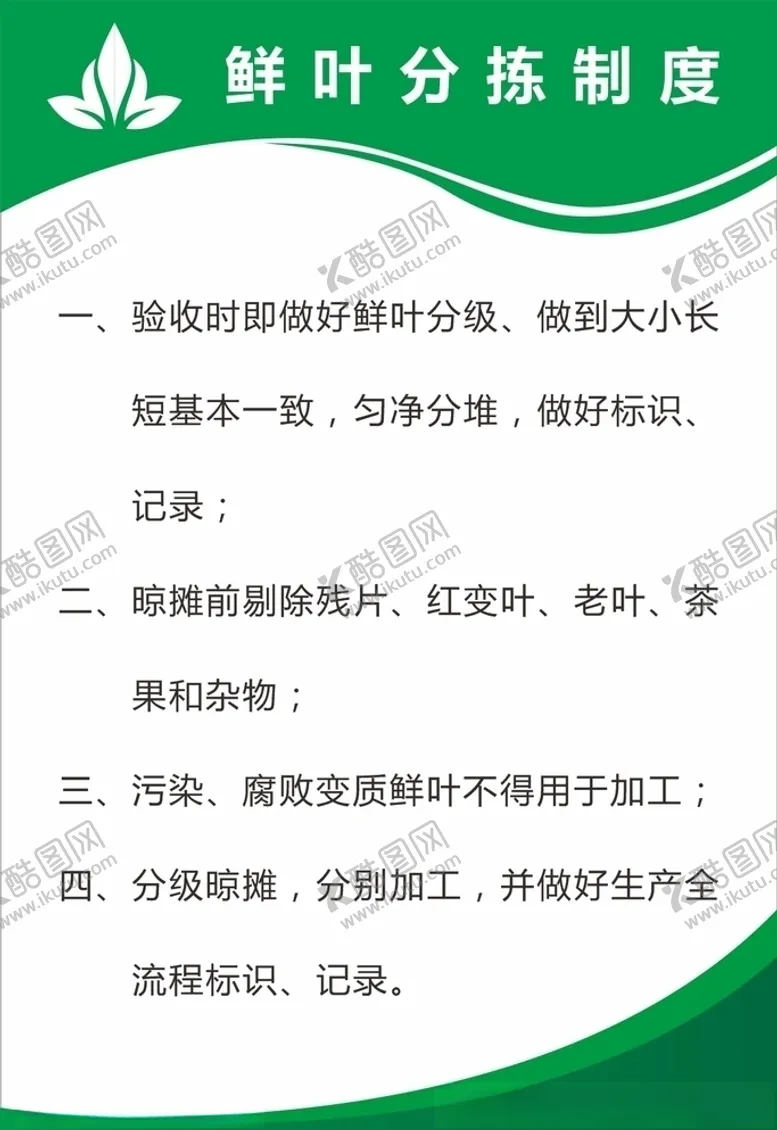 编号：29248705110556048708【酷图网】源文件下载-鲜叶分拣制度茶叶公司展板