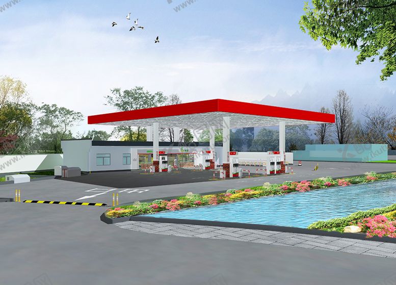 编号：35352610260716175932【酷图网】源文件下载-加油站效果图