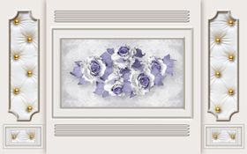 欧式软包蓝色电视背景墙图片