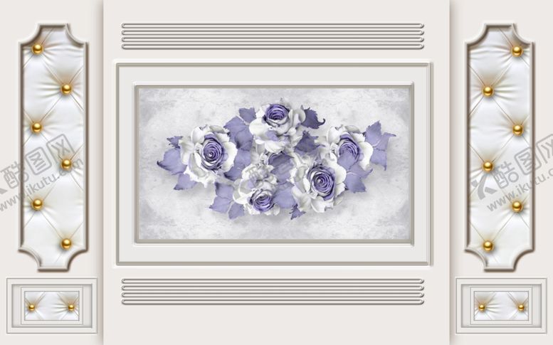 编号：46756710292357296299【酷图网】源文件下载-欧式软包蓝色电视背景墙图片