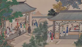 红楼梦庭院画清朝建筑后宫生活