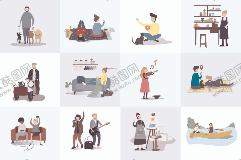 编号：69118009210224404331【酷图网】源文件下载-多样生活场景插画