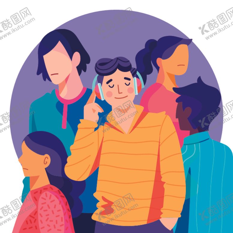 编号：88662709281323006675【酷图网】源文件下载-扁平化风格青春年轻人