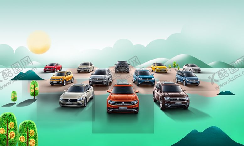 编号：66812210092120274439【酷图网】源文件下载-上汽大众春季汽车海报