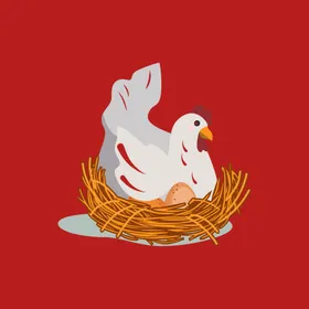 手绘线描小鸡