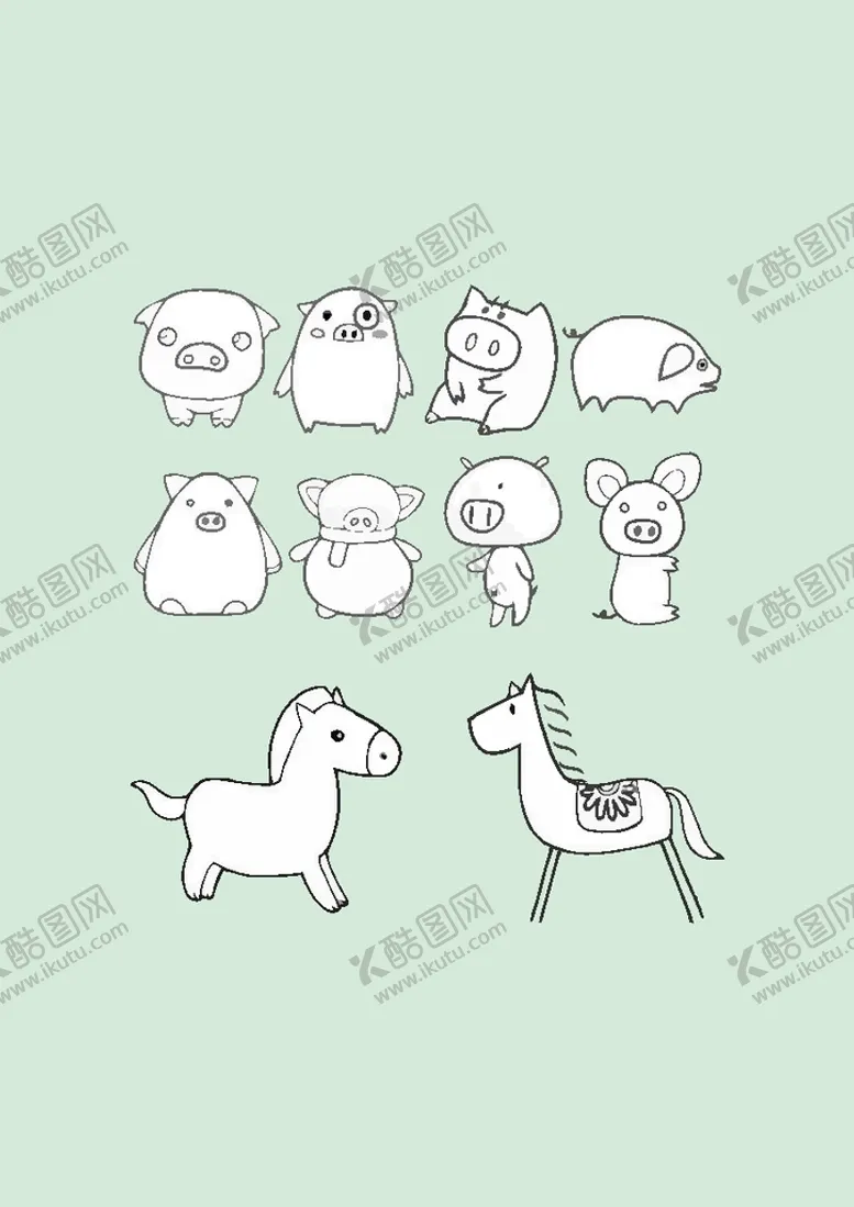 编号：83162410162048415067【酷图网】源文件下载-简笔画动物