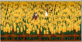 金色麦田中的温馨场景