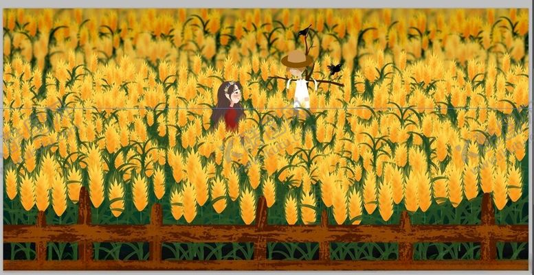 编号：49779804071142511331【酷图网】源文件下载-金色麦田中的温馨场景