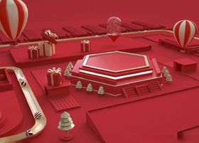 C4D模型红色电商活动场景