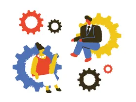 扁平人物创意商务服务器科技插画