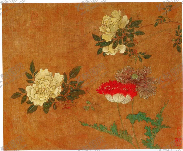 编号：19111007062021348300【酷图网】源文件下载-黄居寀花卉写生绘画