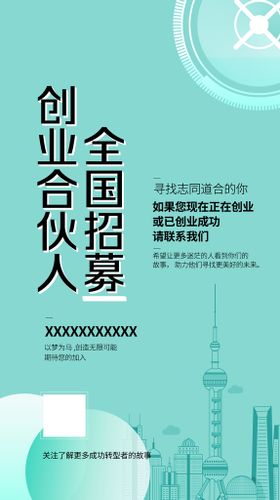 招募合伙人创业海报