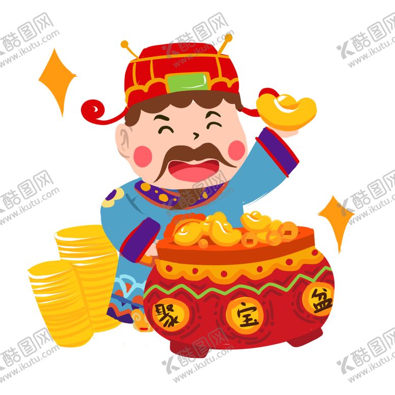 编号：90494704131240332652【酷图网】源文件下载-新年财神拜年PNG素材