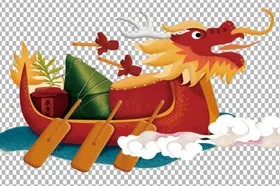 端午习俗插画粽子节龙舟