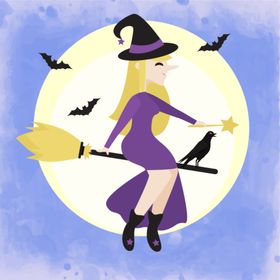 卡通魔女巫万圣节人物