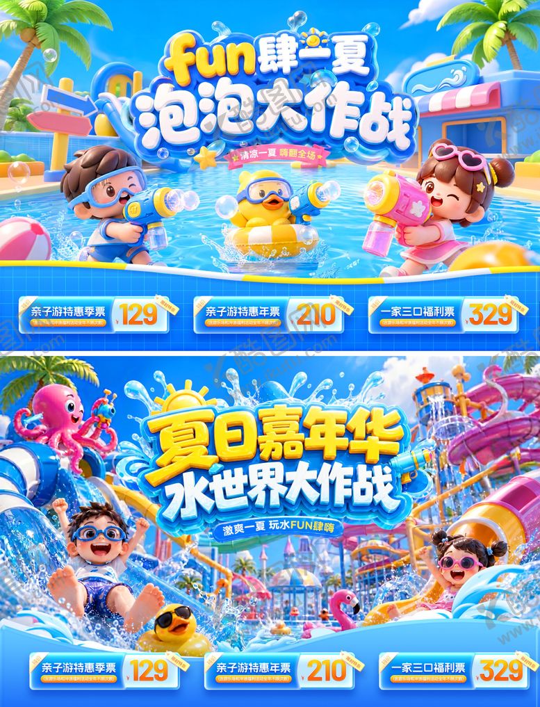编号：35639307131705386569【酷图网】源文件下载-夏日暑期清凉嘉年华水世界水上乐园游乐