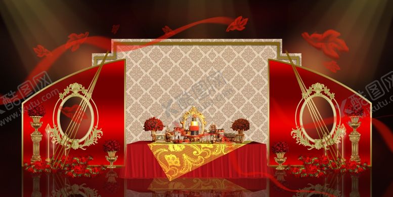 编号：58476307052039223887【酷图网】源文件下载-红色婚礼设计背景图片