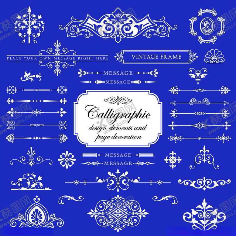 编号：15783911150056141134【酷图网】源文件下载-蓝色背景精美装饰图案集