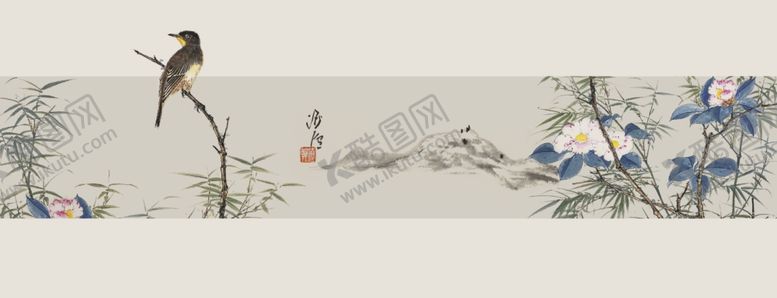 编号：74130107030424061916【酷图网】源文件下载-新中式水墨喜鹊玉兰背景