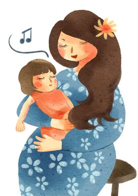 卡通母亲节母婴插图图片宣传单日促销背景礼物