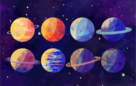 彩色太阳系八大行