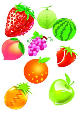 卡通水果橙子青苹菠萝蜜桃