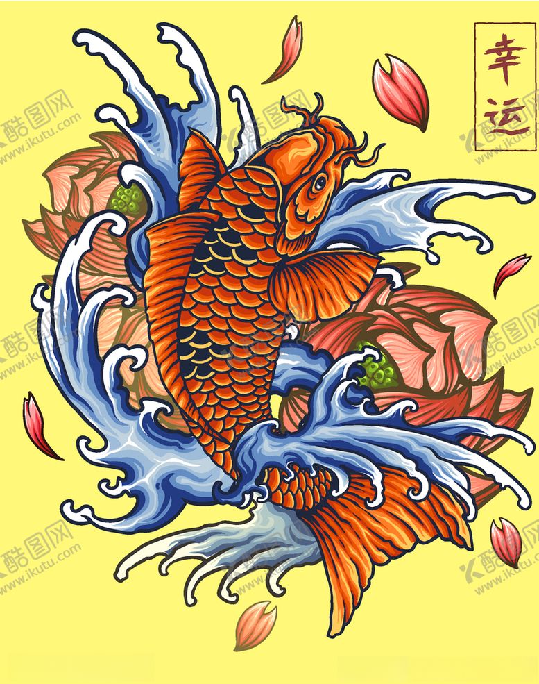 编号：27933110110307526464【酷图网】源文件下载-鲤鱼纹身矢量素材
