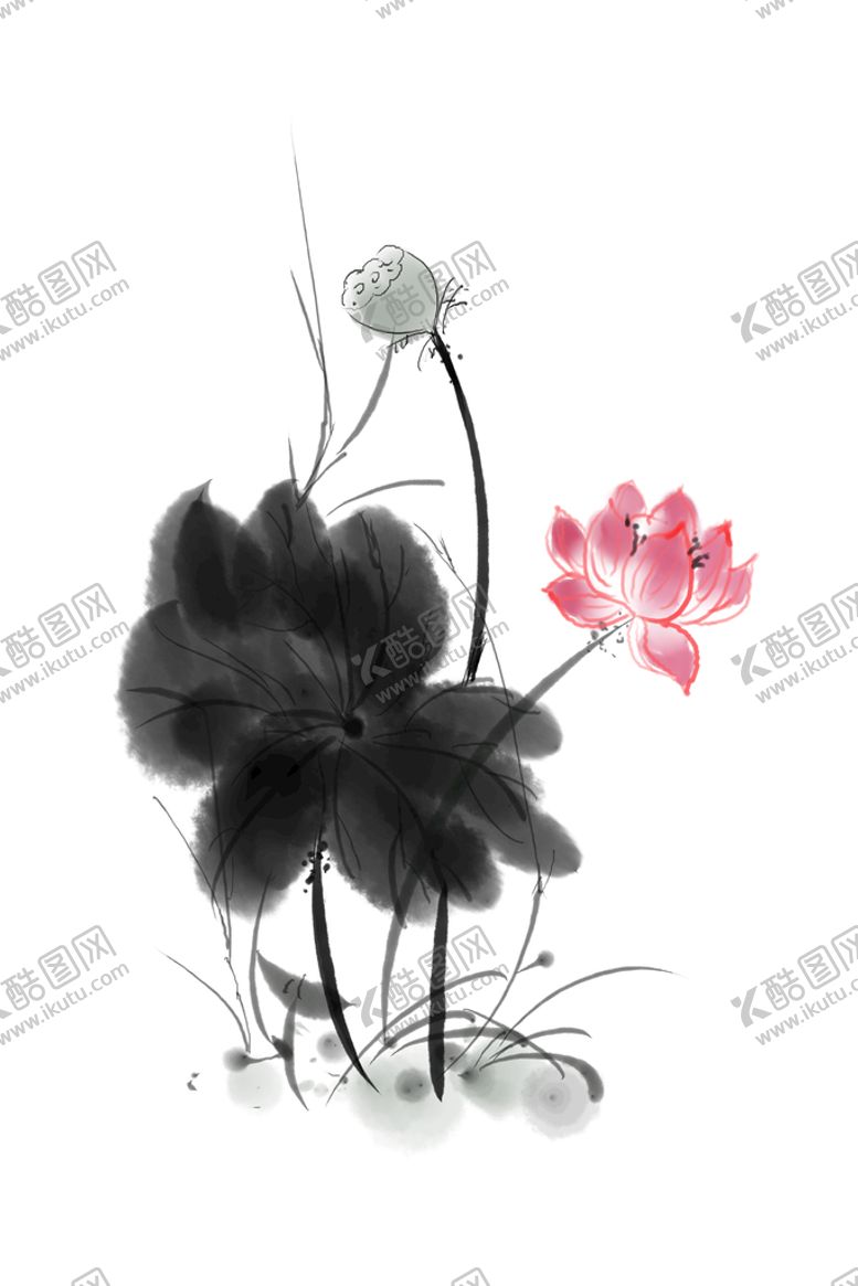 编号：25673010170826078949【酷图网】源文件下载-水墨荷花