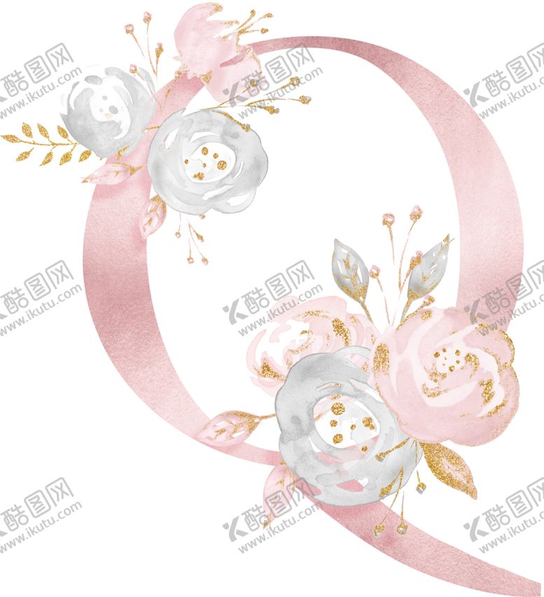 编号：22416906252212053854【酷图网】源文件下载-金粉鲜花字母数字素材