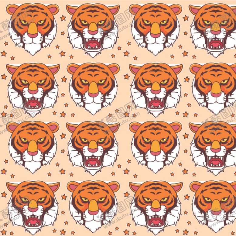 编号：56143309201956009439【酷图网】源文件下载-卡通老虎花纹