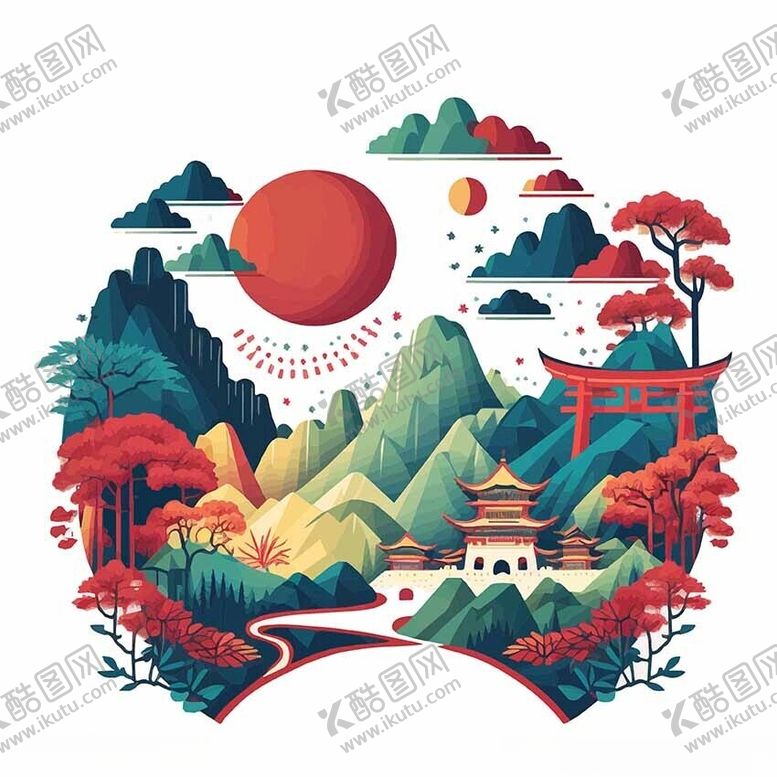 编号：10343302032048206560【酷图网】源文件下载-风景建筑插画