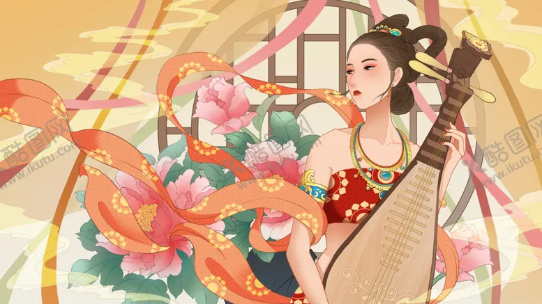编号：43078910090305281359【酷图网】源文件下载-国潮飞天插画