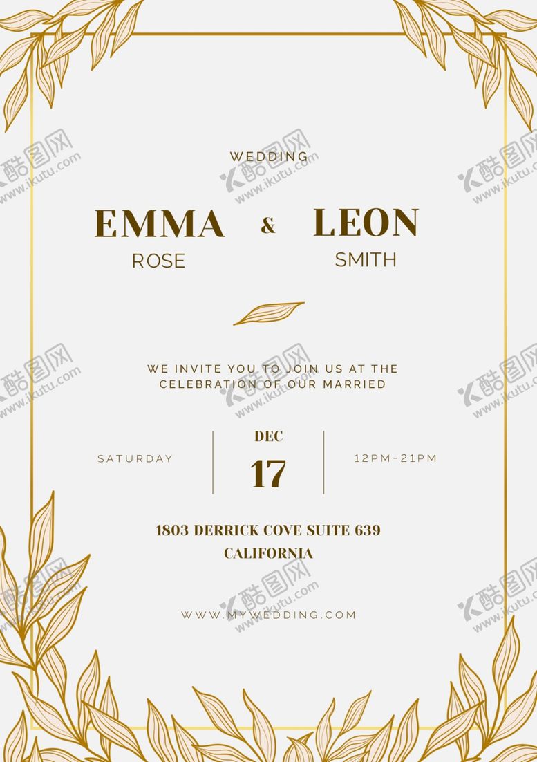 编号：68359909272314239405【酷图网】源文件下载-简约花纹婚礼海报