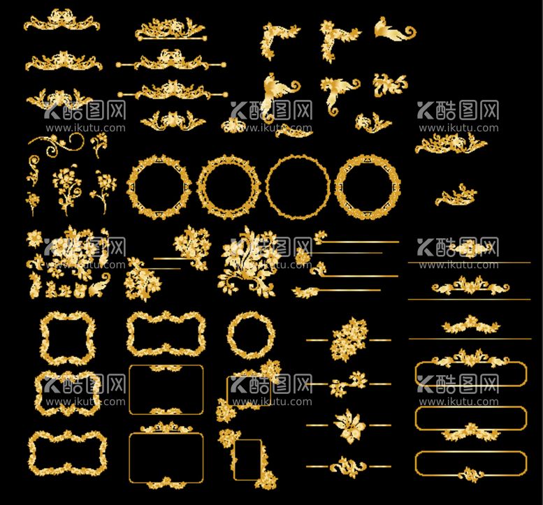 编号：13173012211511406420【酷图网】源文件下载-欧式金色花纹边框