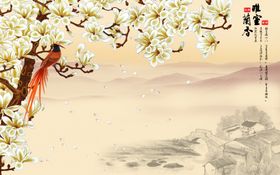 玉兰花电视背景墙