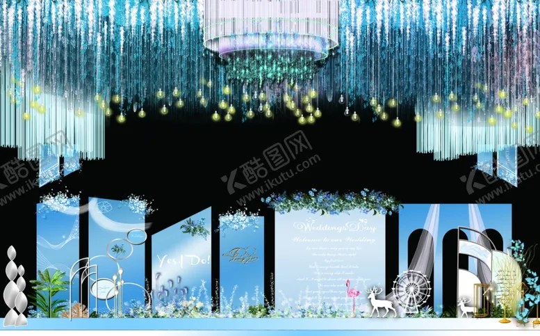 编号：49178907012019265985【酷图网】源文件下载-蓝色婚礼