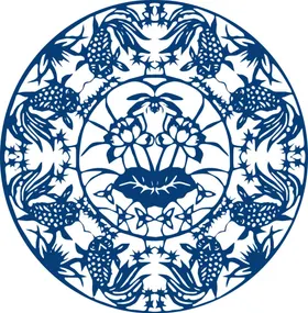 中国风古典青花瓷图案器画传统鸟画