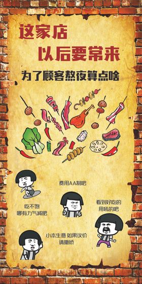 烧烤店文化墙海报