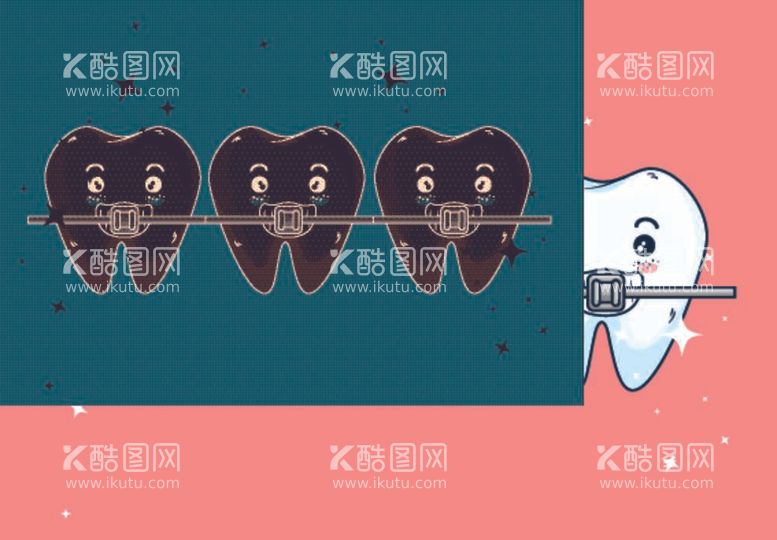 编号：90238912050738241362【酷图网】源文件下载-牙齿矫正可爱插画