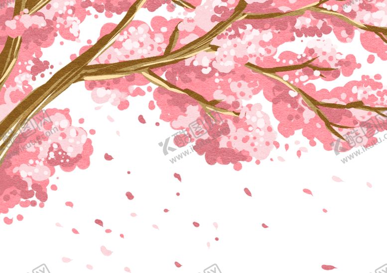 编号：70831910131627485346【酷图网】源文件下载-樱花雨粉色插画卡通背景素材