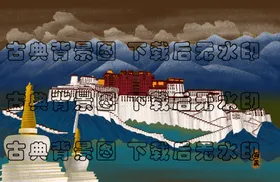 古典背景山水画中国风水墨凉亭