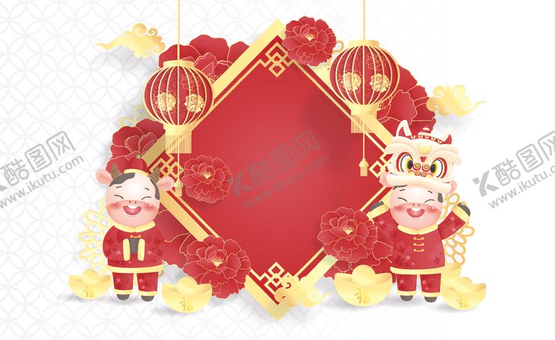 编号：79421305101112234252【酷图网】源文件下载-牛年新年喜庆红色富贵背景