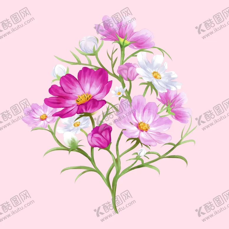 编号：62237006291722241439【酷图网】源文件下载-粉色花卉插画