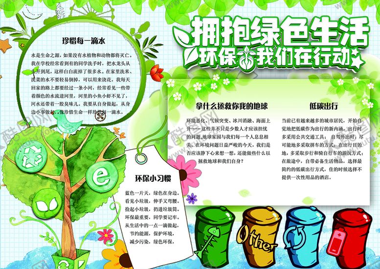 编号：65049212110907071118【酷图网】源文件下载-保护环境手抄报