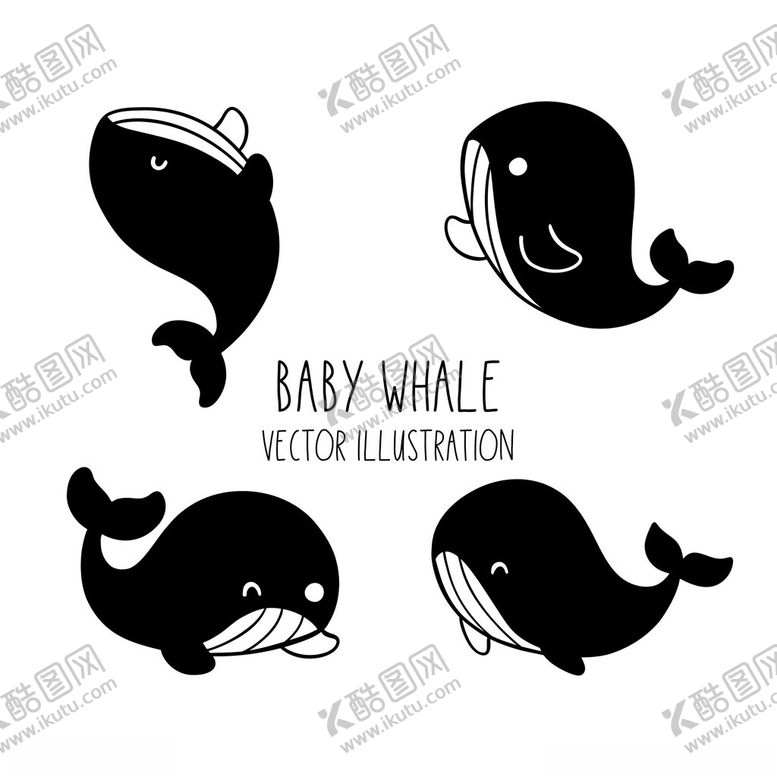 编号：93592011182102302352【酷图网】源文件下载-可爱小鲸鱼矢量插画