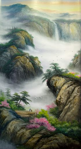 大气彩色山水背景画