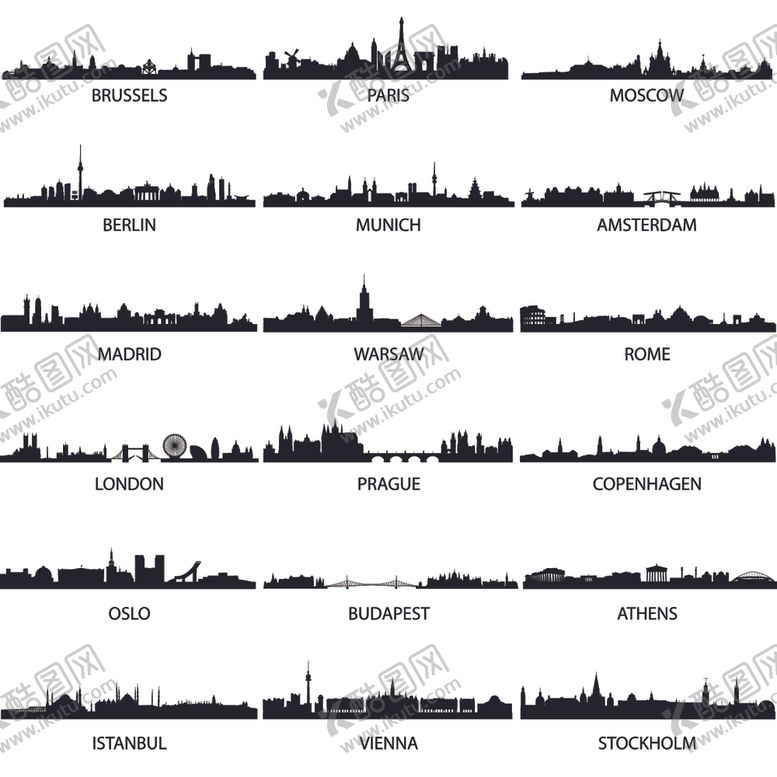 编号：50703511021649582633【酷图网】源文件下载-城市建筑轮廓剪影集合