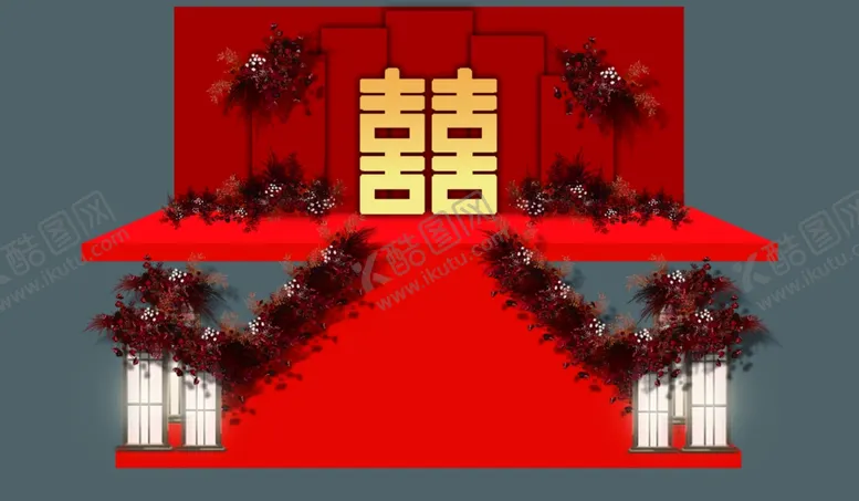 编号：52455202050734028668【酷图网】源文件下载-红色婚礼场景效果