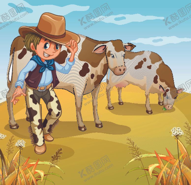 编号：49108310210340536090【酷图网】源文件下载-卡通奶牛