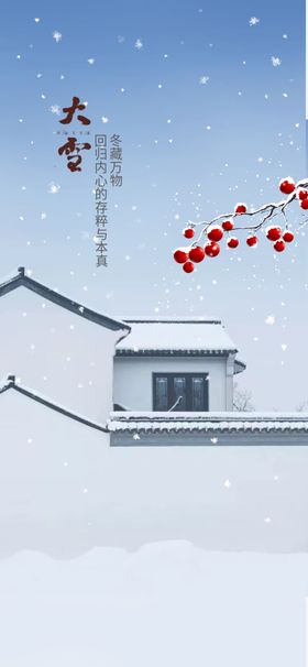 寒冬二十四节气大雪海报展板